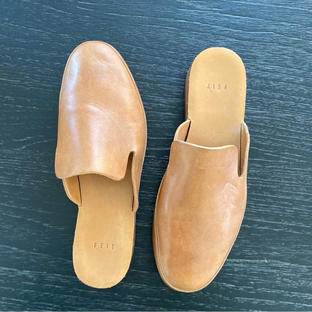 Feit Hand Sewn Tan Mules